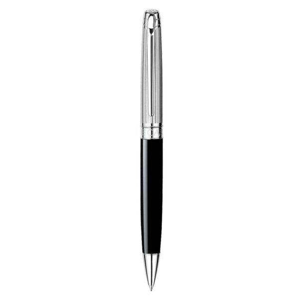 Caran D  Ache Leman Thick Ball Pen, Black   Chrome Trim Online now