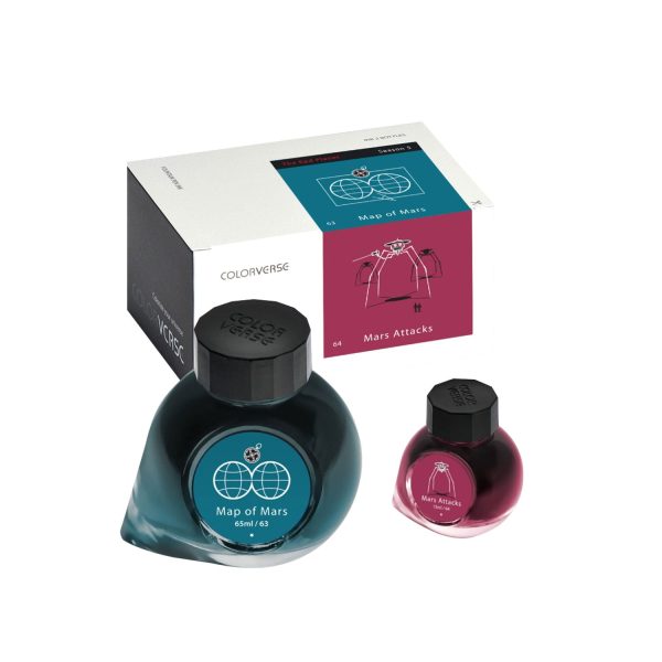 Colorverse Red Planet Map of Mars & Mars Attacks Ink Bottle, Turquoise (65ml) + Burgundy (15ml) For Discount