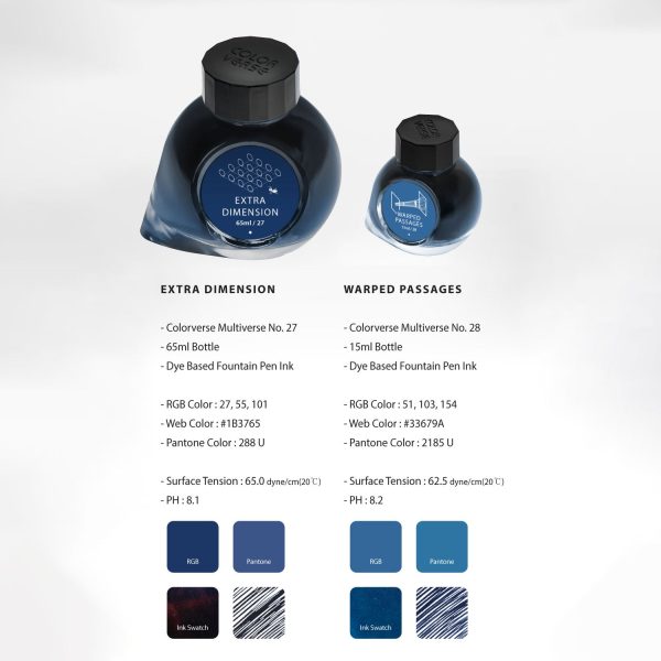 Colorverse Multiverse Extra Dimension & Warped Passages Ink Bottle, Dark Blue (65ml) + Blue (15ml) Cheap