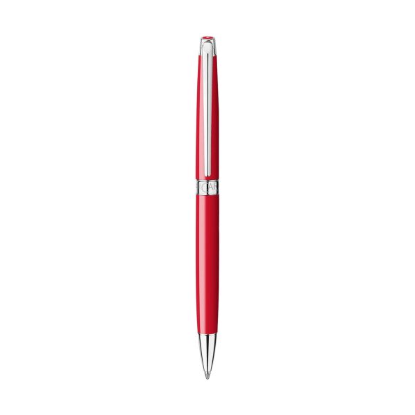 Caran d Ache Leman Slim Ball Pen - Scarlet Red CT Fashion