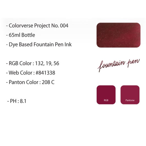 Colorverse Project Series Dirty Red Ink Bottle - 65ml Online