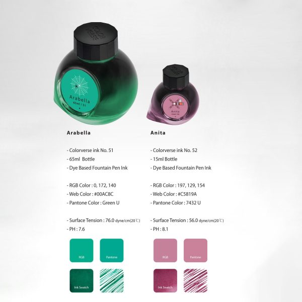 Colorverse Trailblazer in Space Arabella & Anita Ink Bottle, Green (65ml) + Pink (15ml) Online Hot Sale