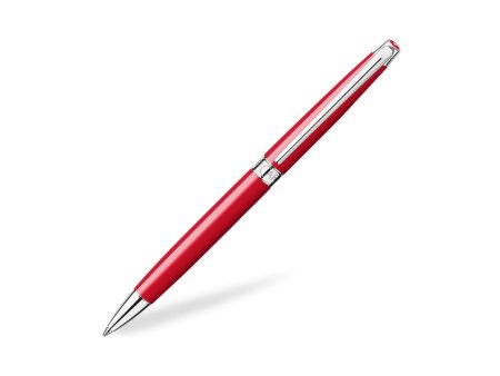 Caran d Ache Leman Slim Ball Pen - Scarlet Red CT Fashion