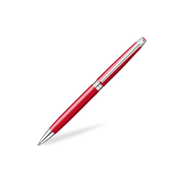 Caran d Ache Leman Slim Ball Pen - Scarlet Red CT Fashion