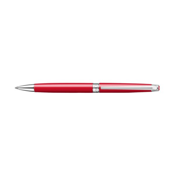 Caran d Ache Leman Slim Ball Pen - Scarlet Red CT Fashion