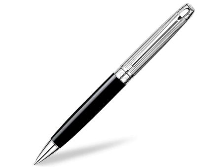 Caran D  Ache Leman Thick Ball Pen, Black   Chrome Trim Online now