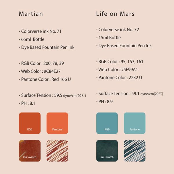 Colorverse Red Planet Martian & Life on Mars Ink Bottle, Orange (65ml) + Gray (15ml) For Discount