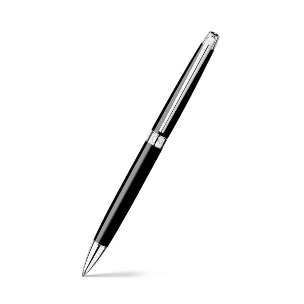 Caran d Ache Leman Slim Ball Pen - Ebony Black CT For Cheap